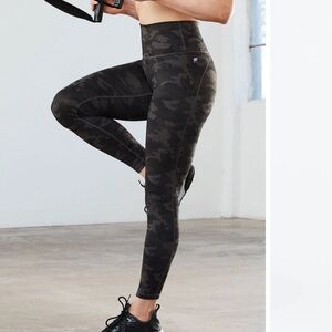 Fabletics Black Camouflage Powerhold 7/8 High rise Leggings medium